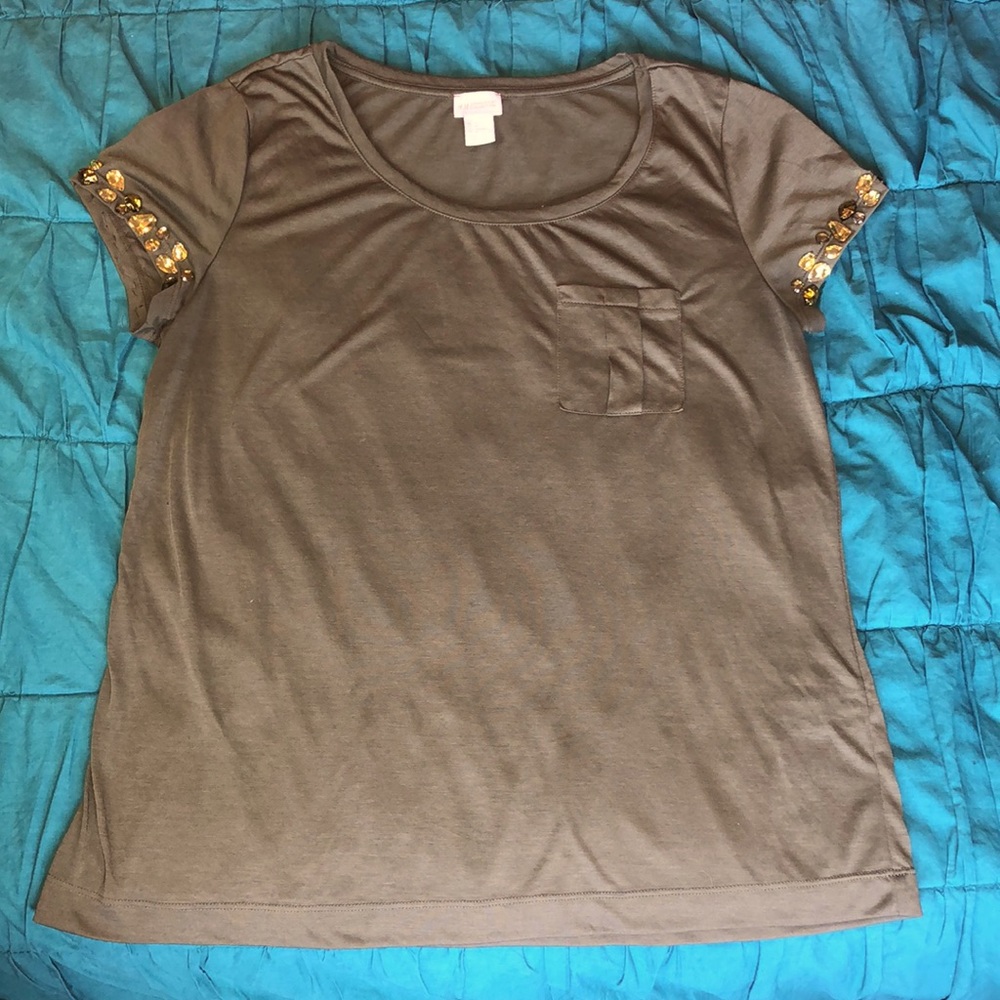 H&M Sleeve Embellished Tee Size M